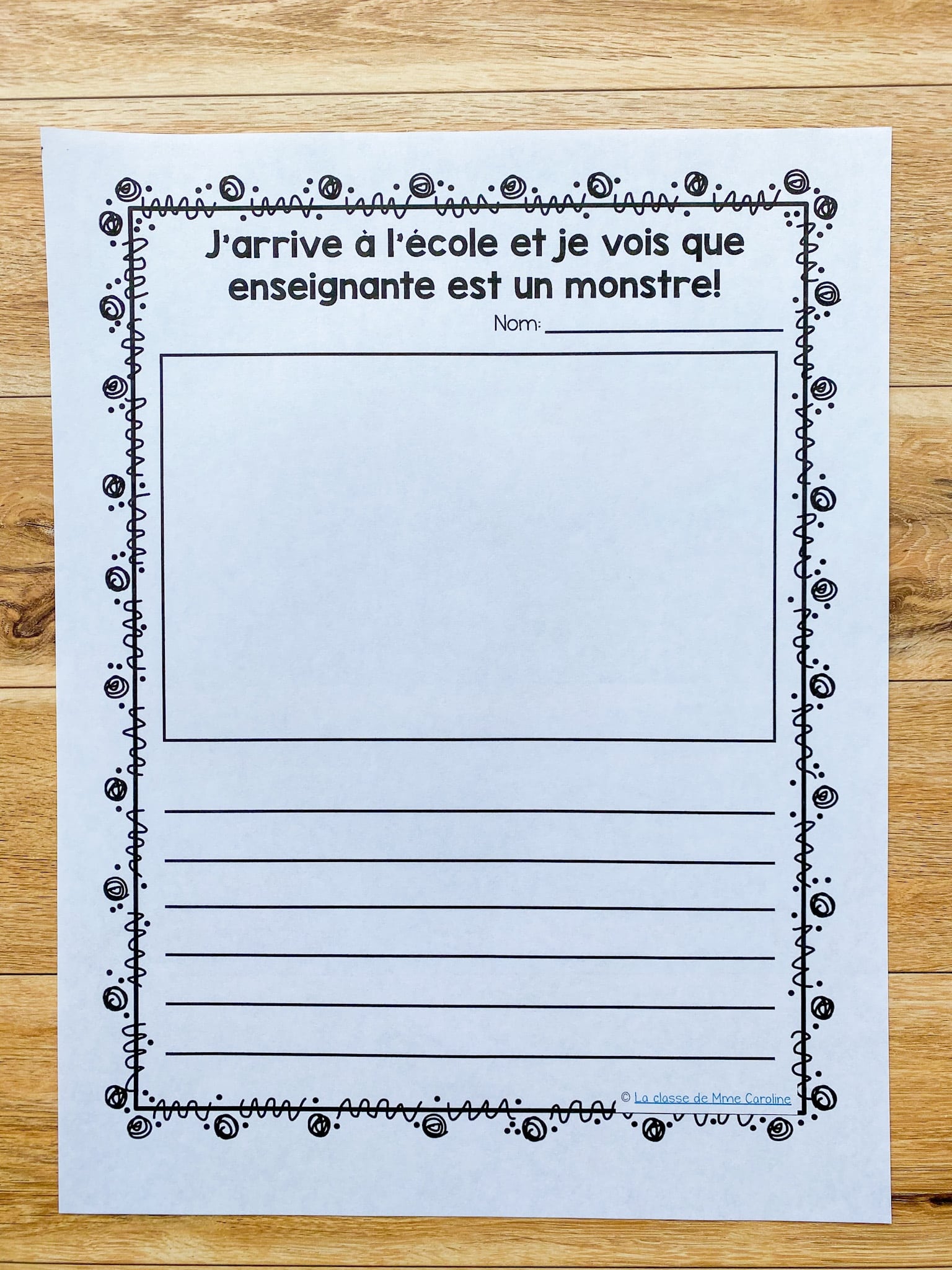 First day of grade 3 activity. Activité pour la rentrée