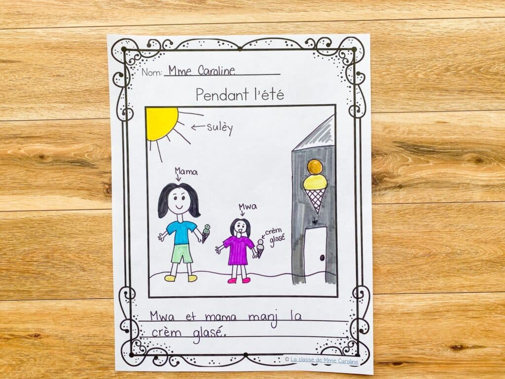 Writing activity for the first day of grade 1. Activité pour la rentrée.