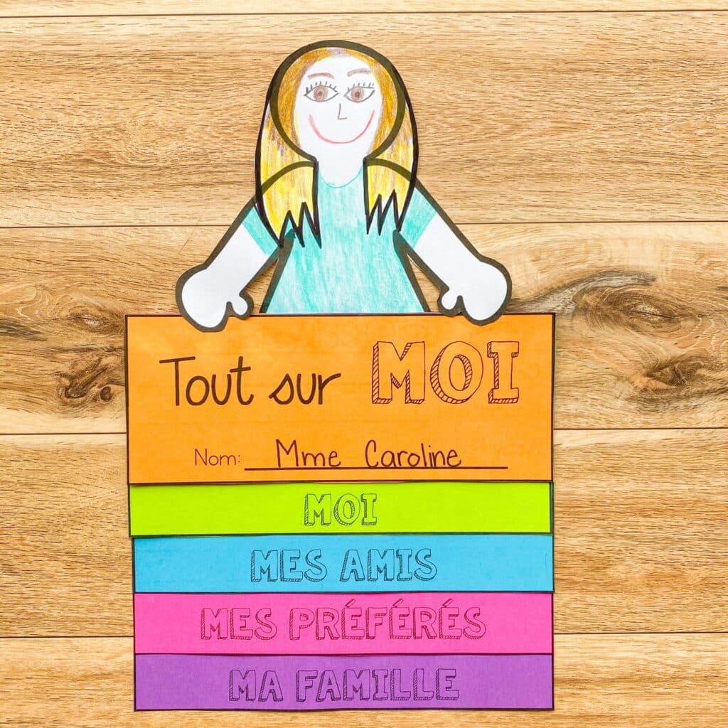 Tout sur moi activity. Activité pour la rentrée. First day of school activity in French.