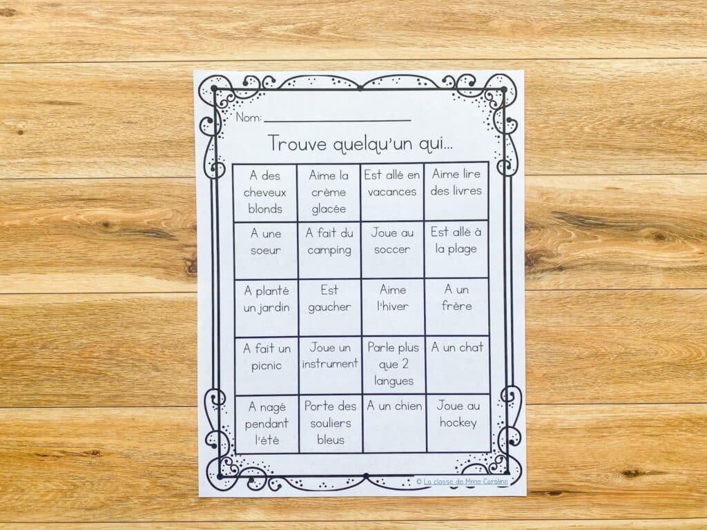 First day of grade 3 activity. Activité pour la rentrée