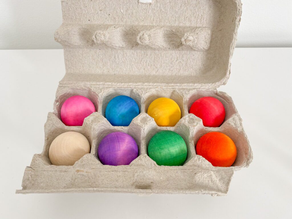 Dyed wooden balls using liquid watercolour