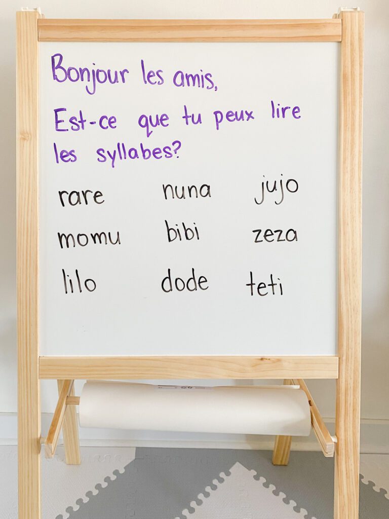 Practice reading french syllables with your class during your kindergarten morning message