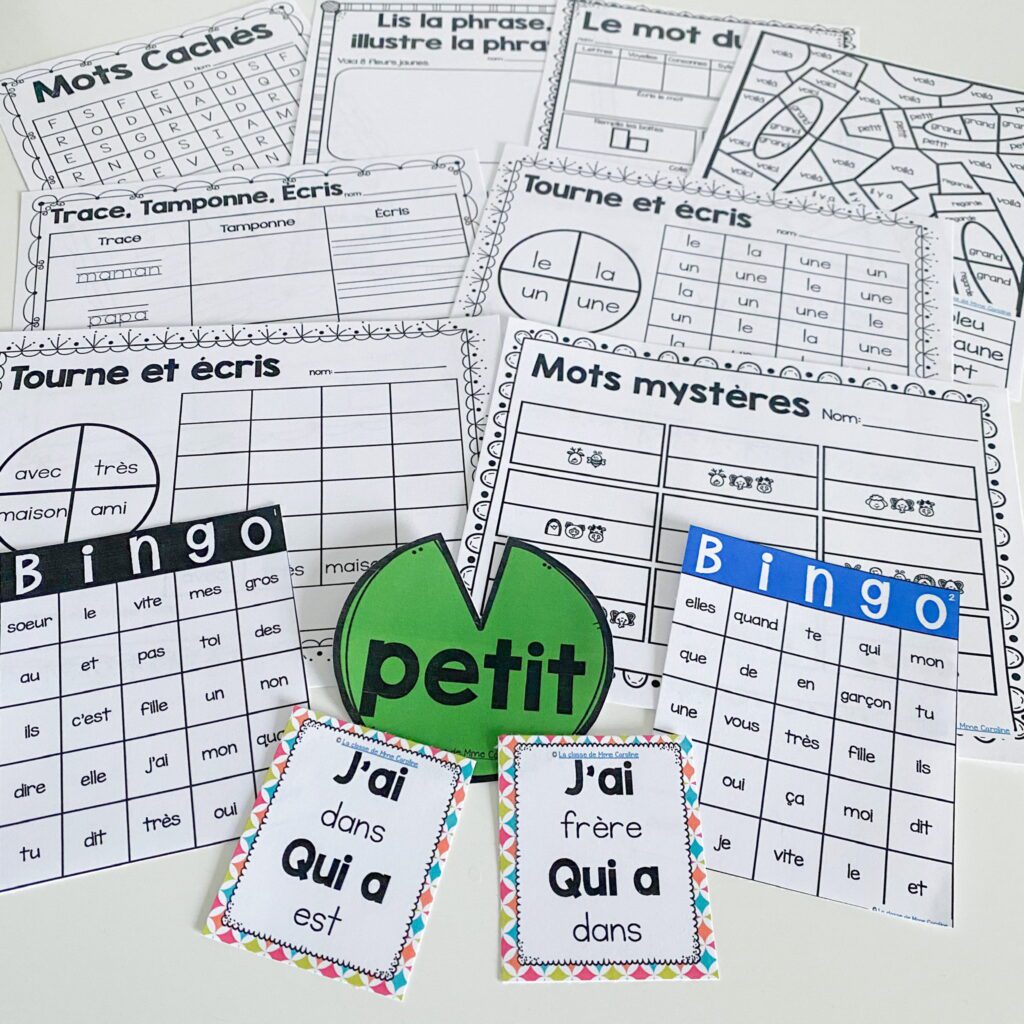 French sight word activity bundle. Les mots de haute fréquence.