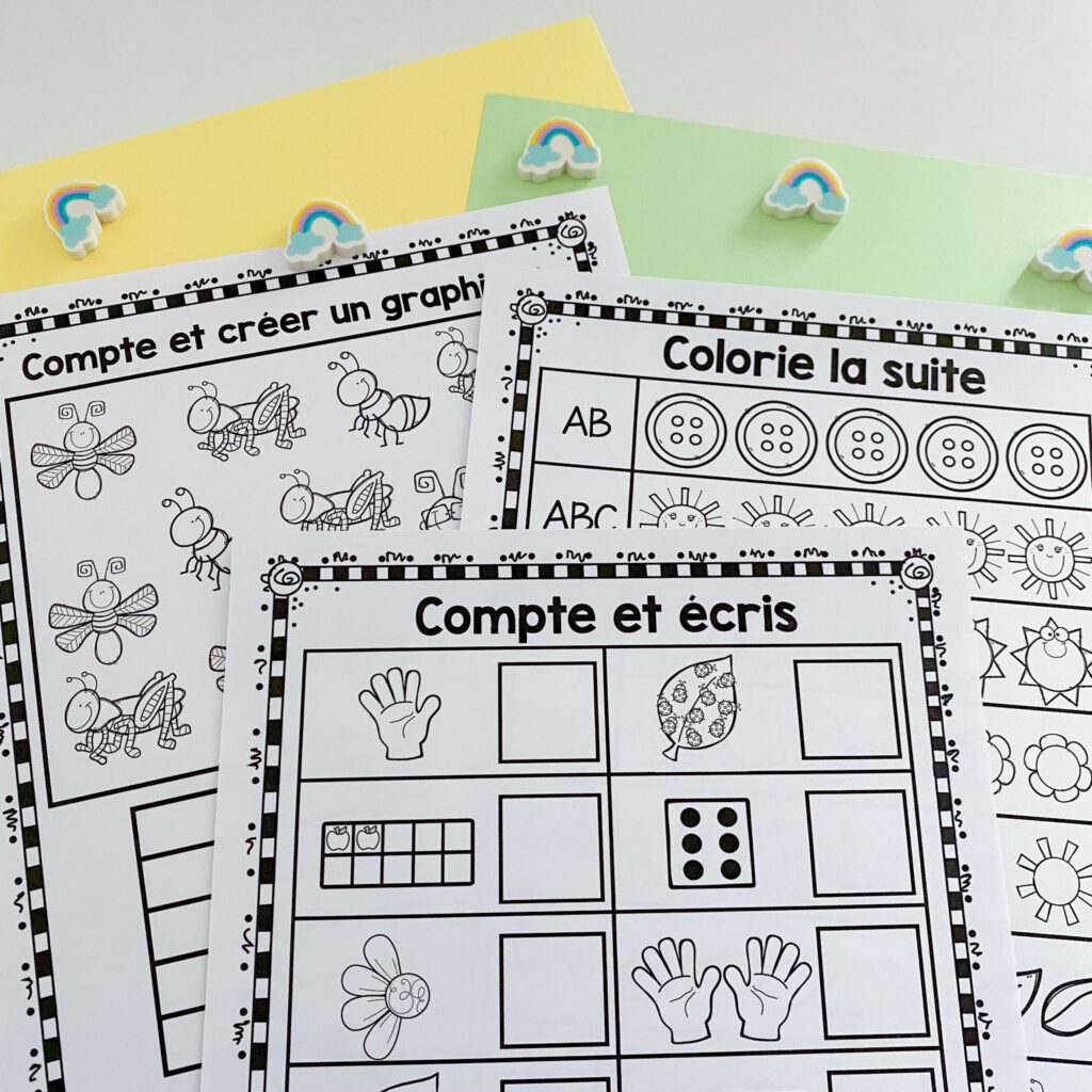 Math Distance Learning Pack. Here is a photo of 3 pages included in this French resource