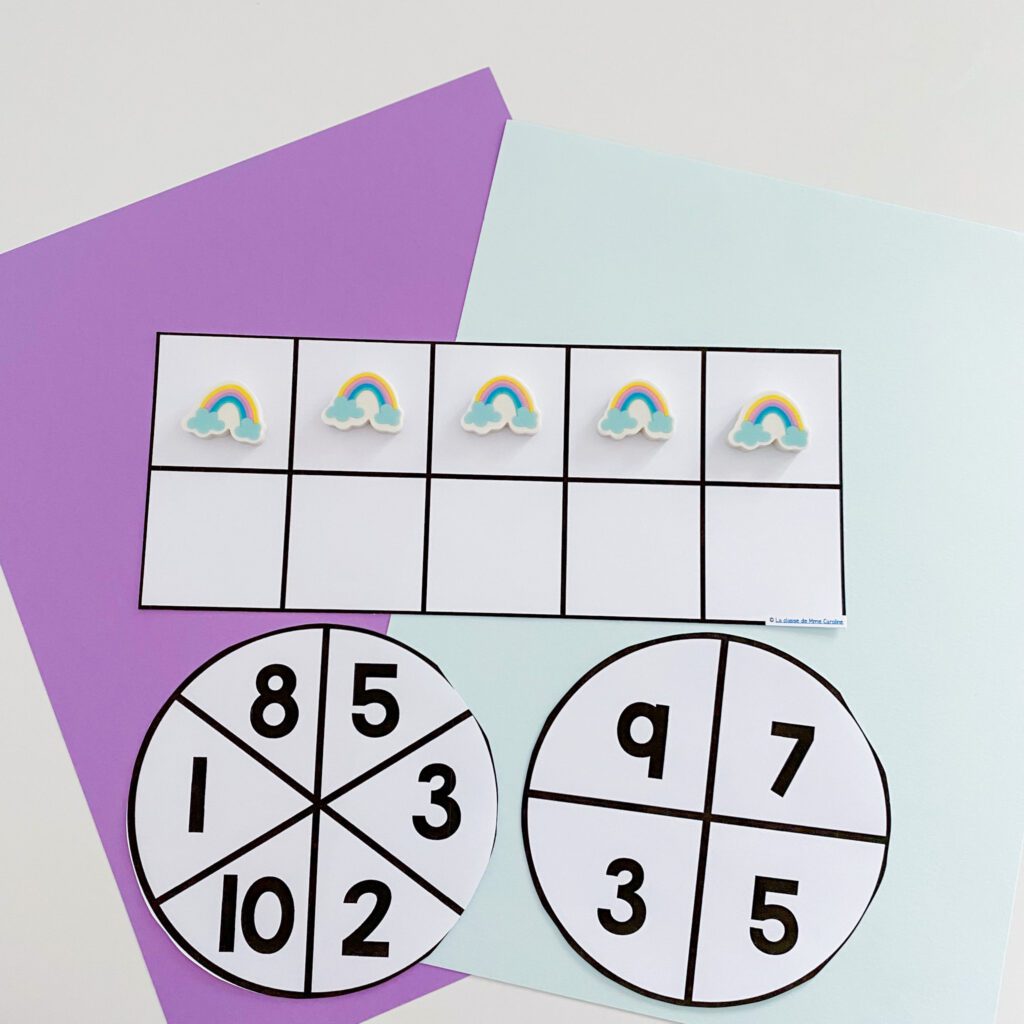 Math spinners and 10-frames