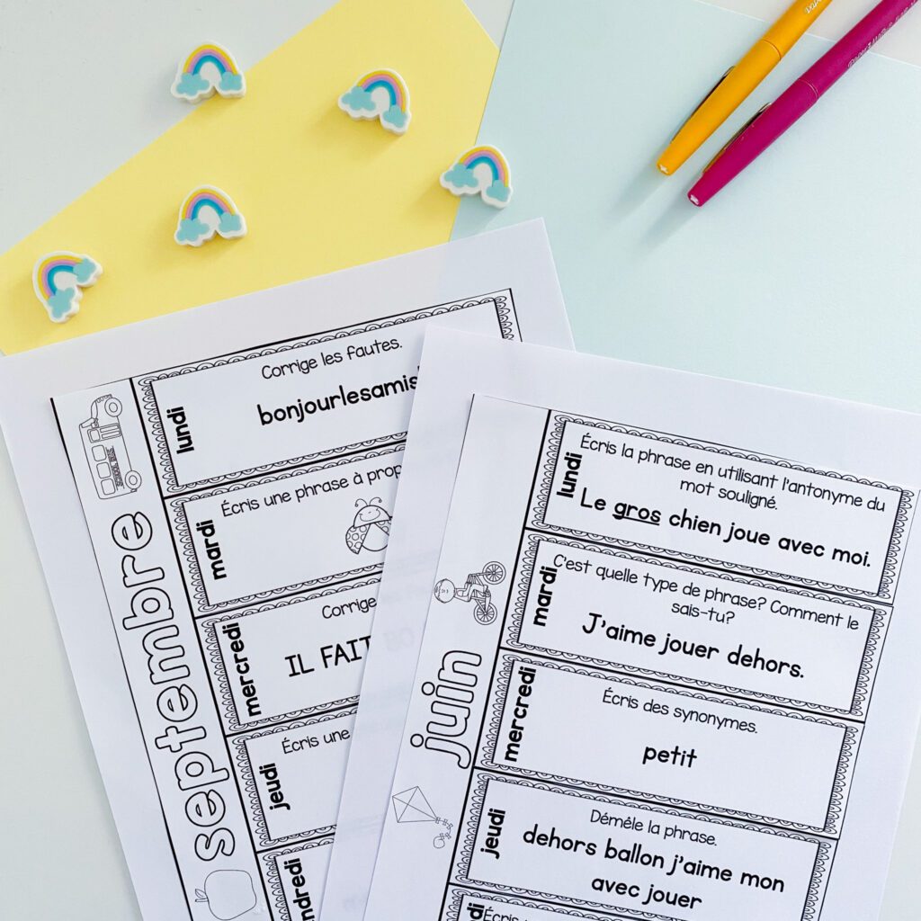 Grade 2 french grammar activities