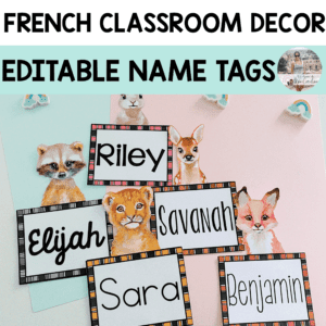 Editable Name Tags - Animal Watercolor Theme - POWERPOINT AND CRICUT
