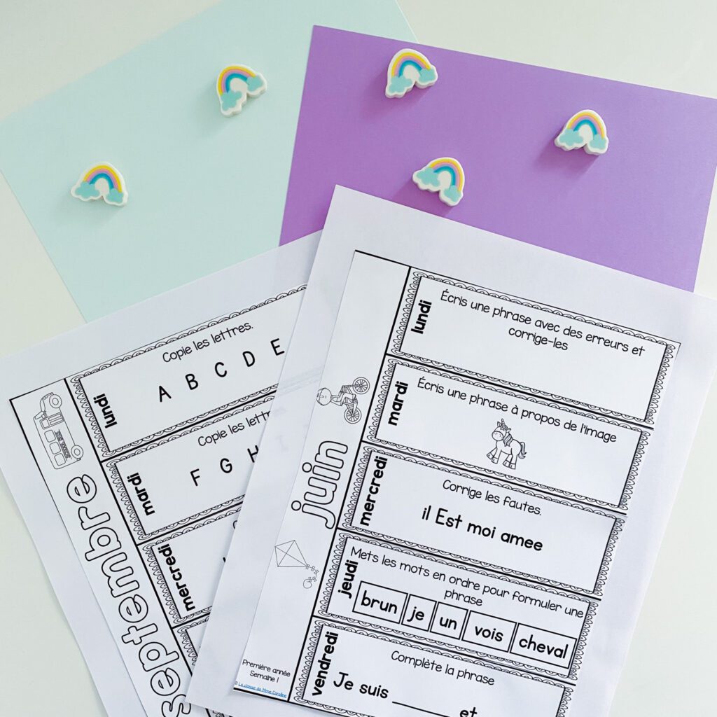 Grade 1 French grammar activities