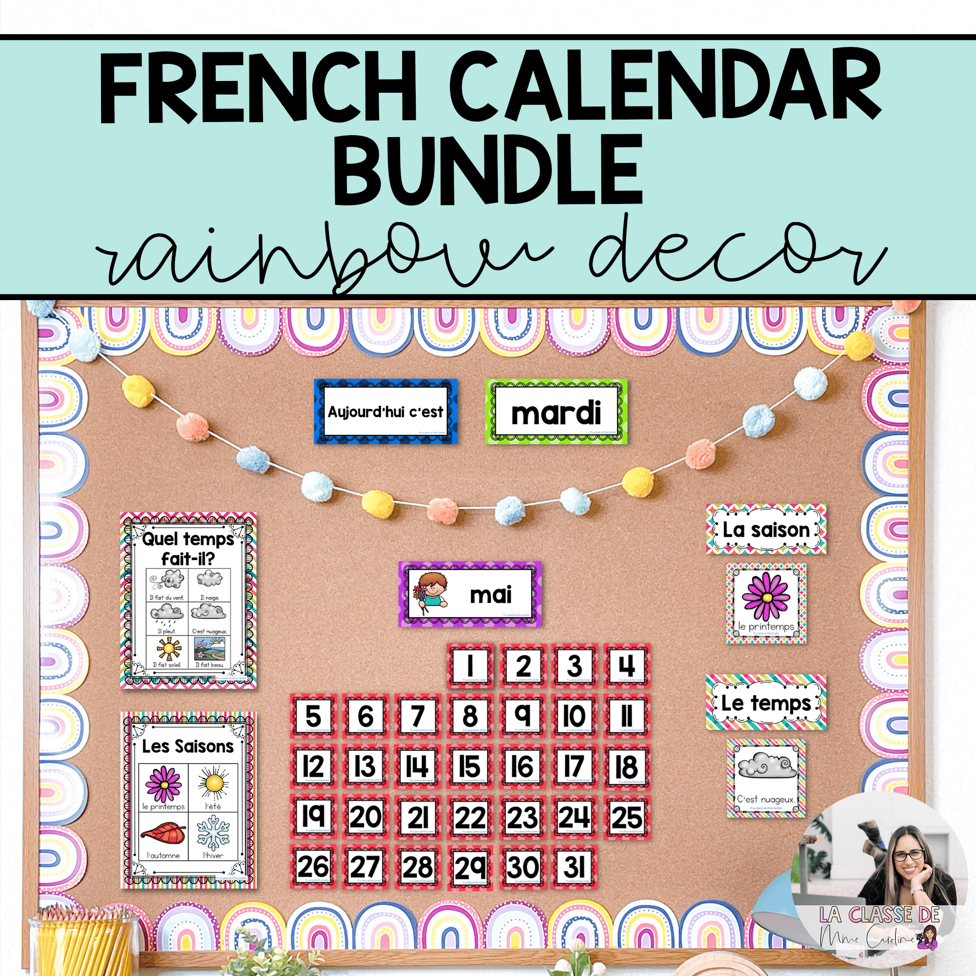 french calendar routine weather, days, months, seasons