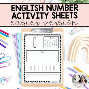English Kindergarten Math Sheets: Numbers 1-20 (simpler version)