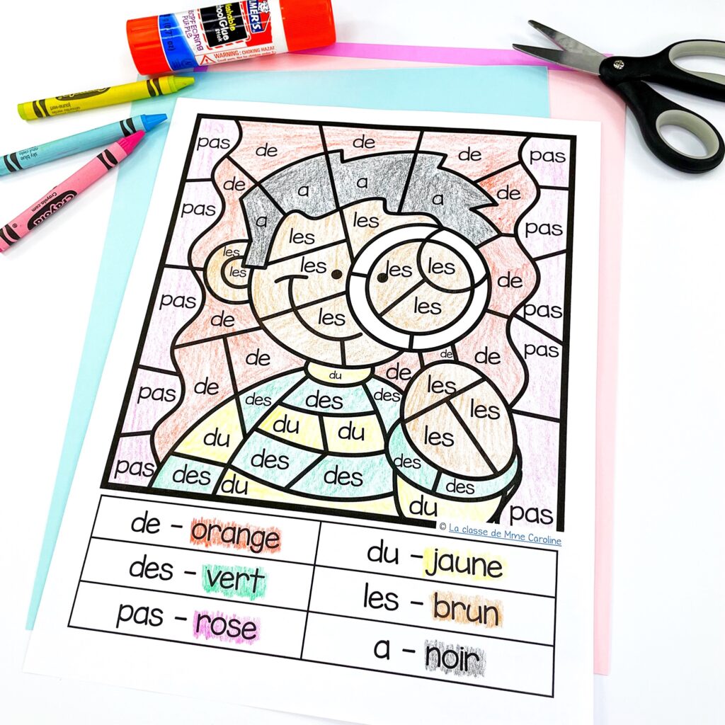 French sight word activity - find and colour. Trouve et colorie le mot de haute fréquence.
