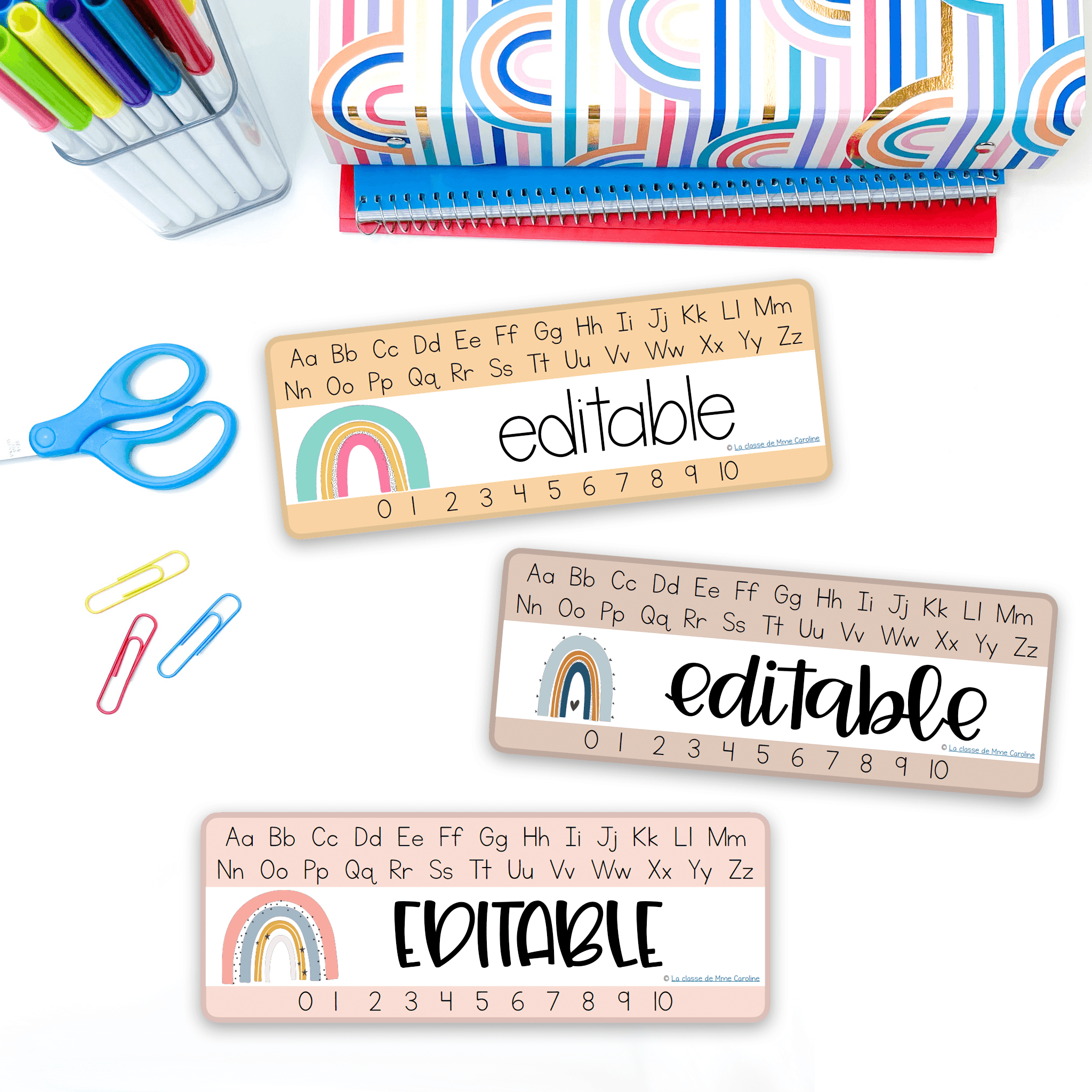 french-boho-rainbow-class-decor-classroom-setup-name-tags-nametags-desk-plates