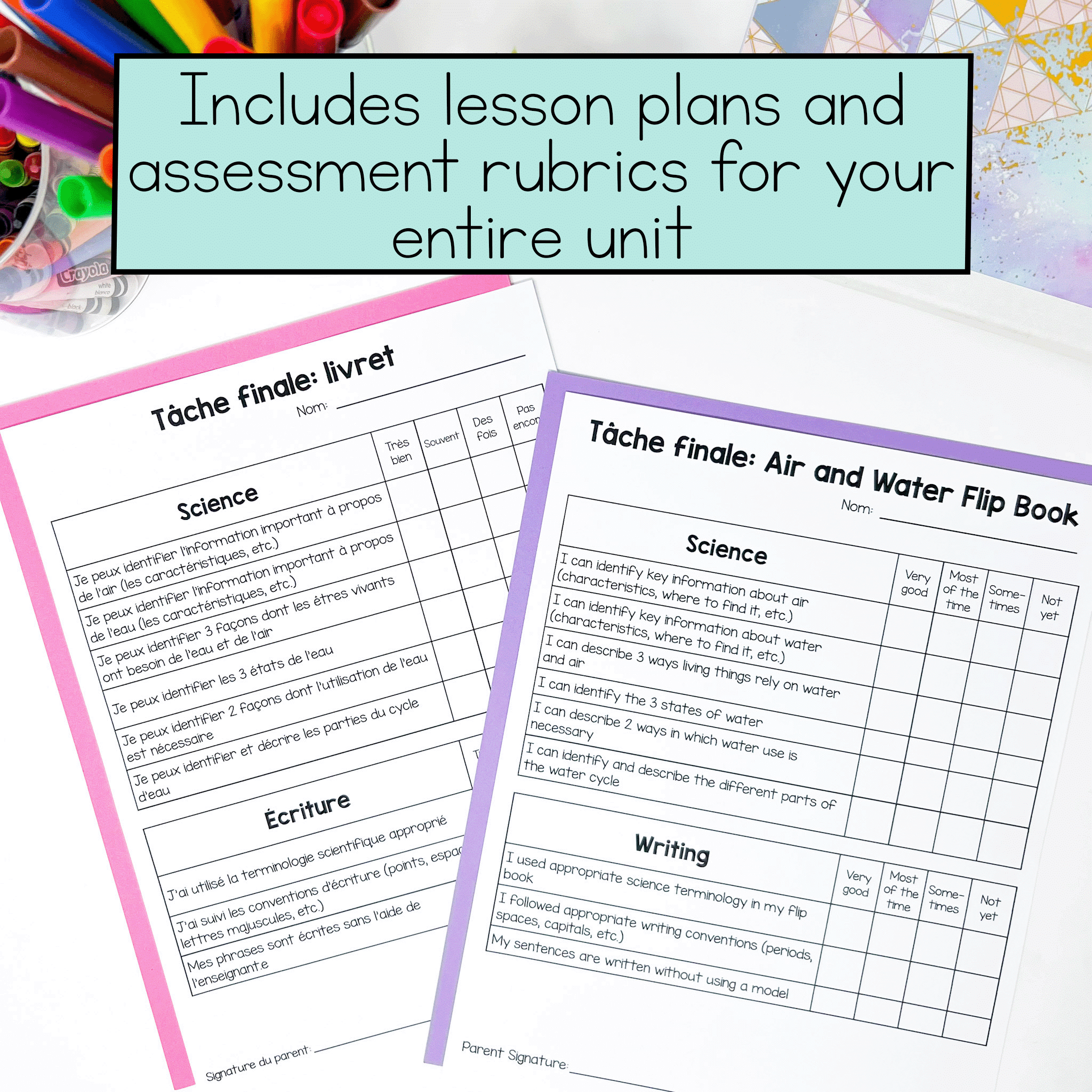 This French grade 2 science unit on air and water in the environment is perfect for anyone who teaches in Ontario. It includes lesson plans, assessments, worksheets, science centres and more.