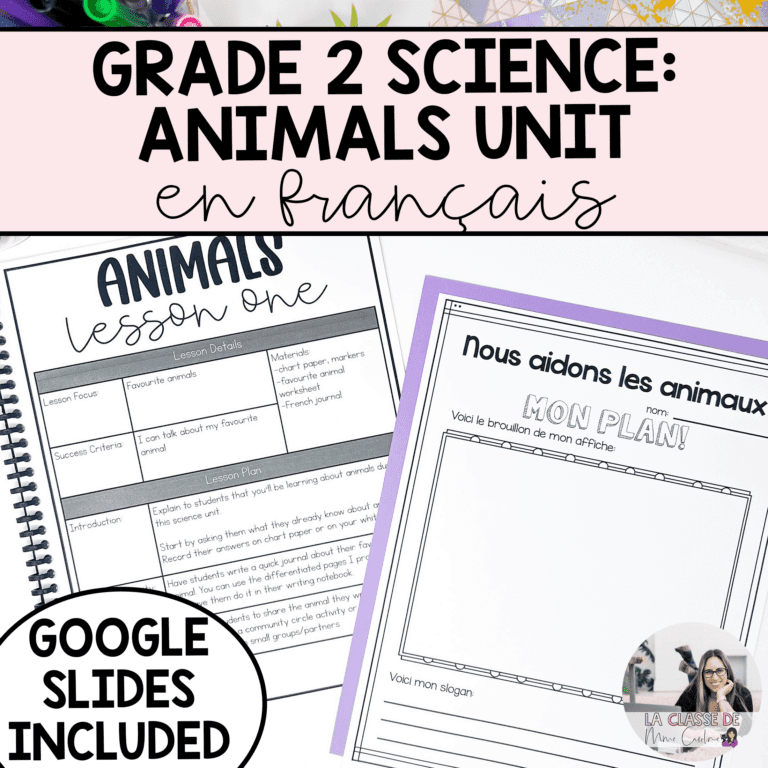 French growth and changes in animals science unit including lesson plans and assessments