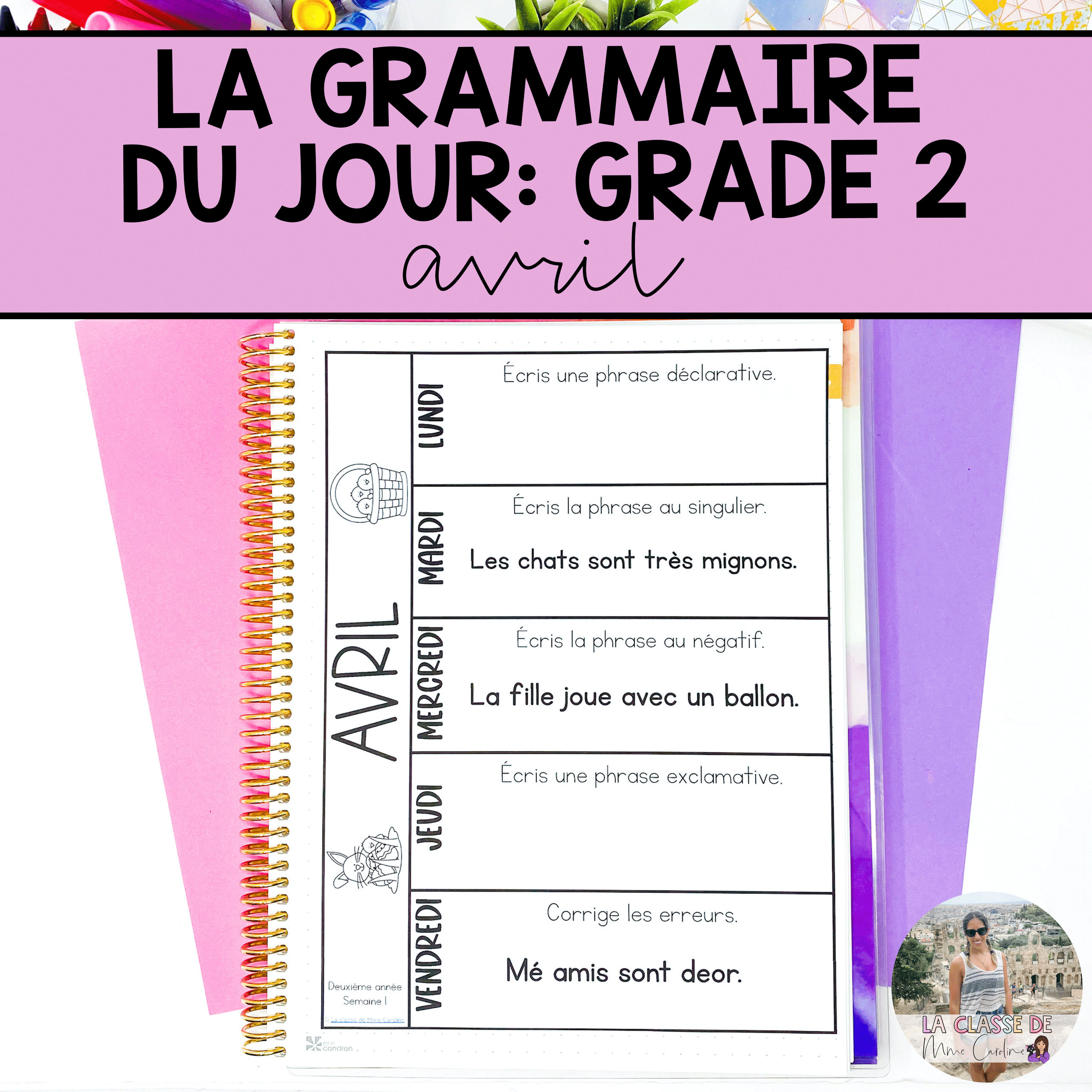 Grade 2 French Grammar Activities Interactive Notebook - April