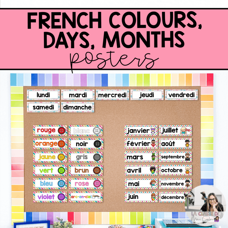 french posters on colours days and months
