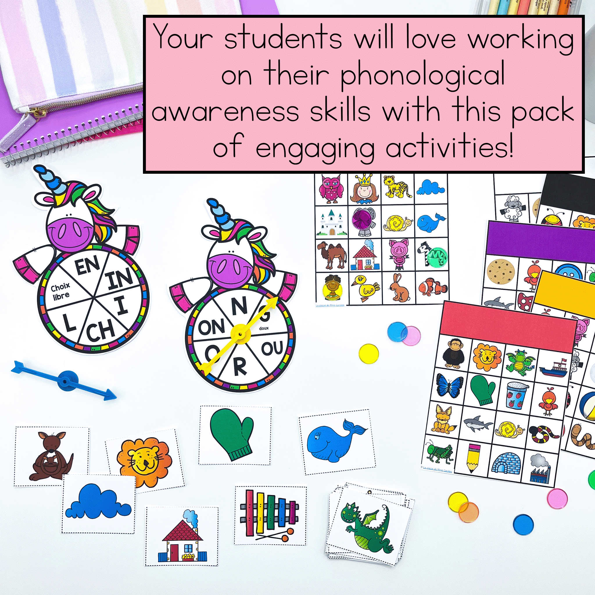 French phonological awareness centres and activities to work on learning les derniers sons