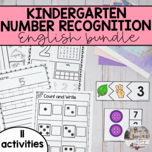 English Kindergarten Number Recognition and Representation Math Bundle 1-20