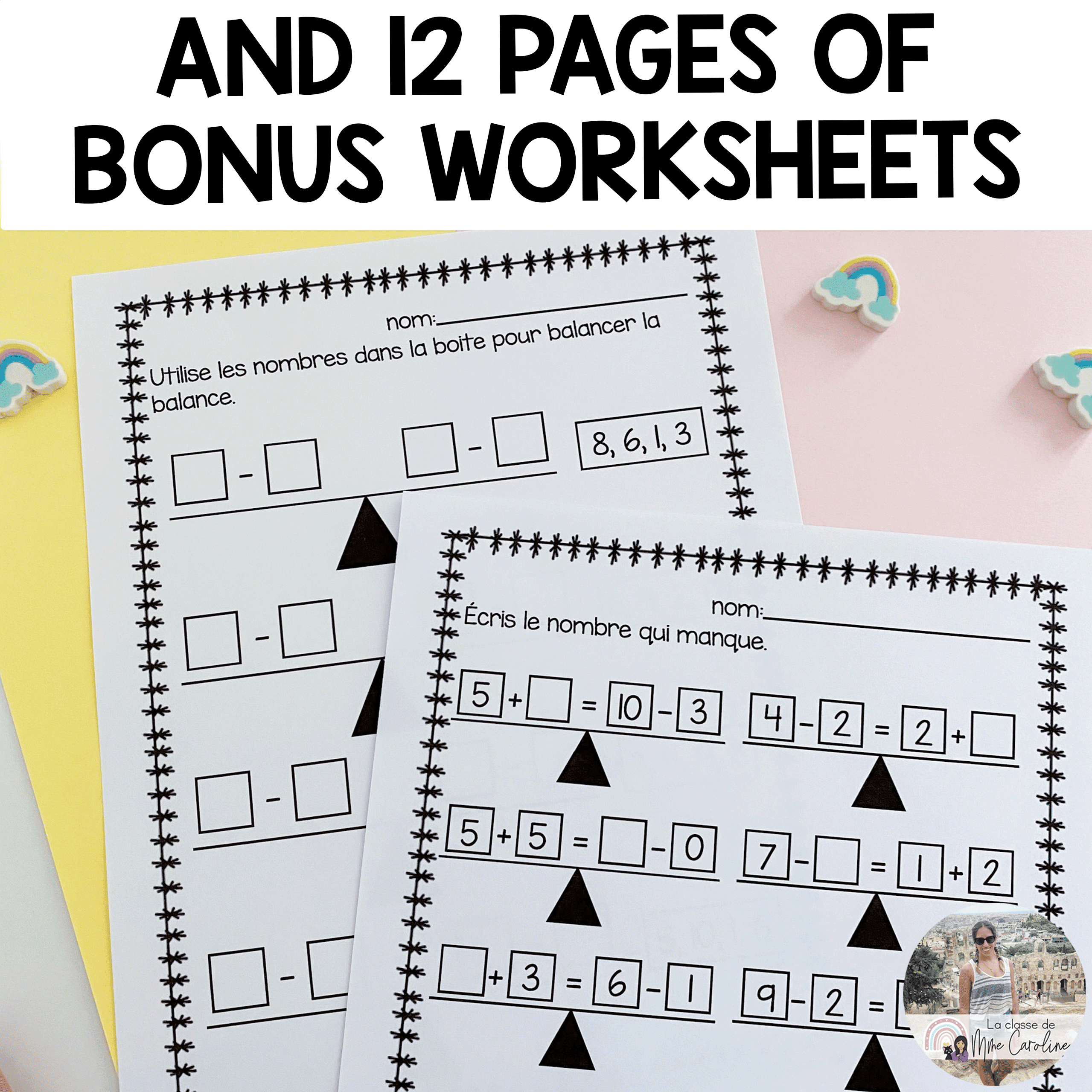 Grade 1 Math: French Equality Centres / L'égalité (première année) - Image 3