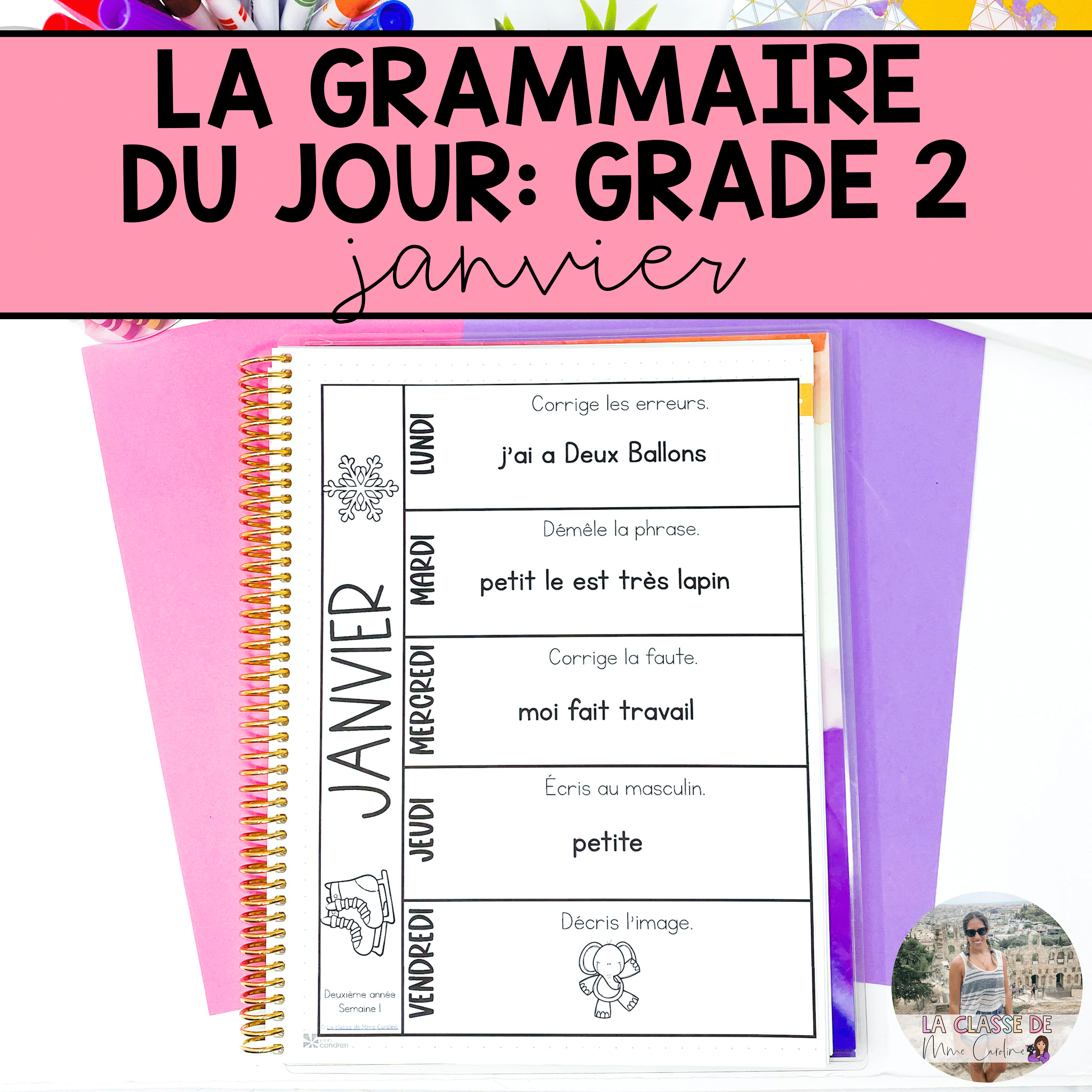 Grade 2 French Grammar Activities Interactive Notebook - January