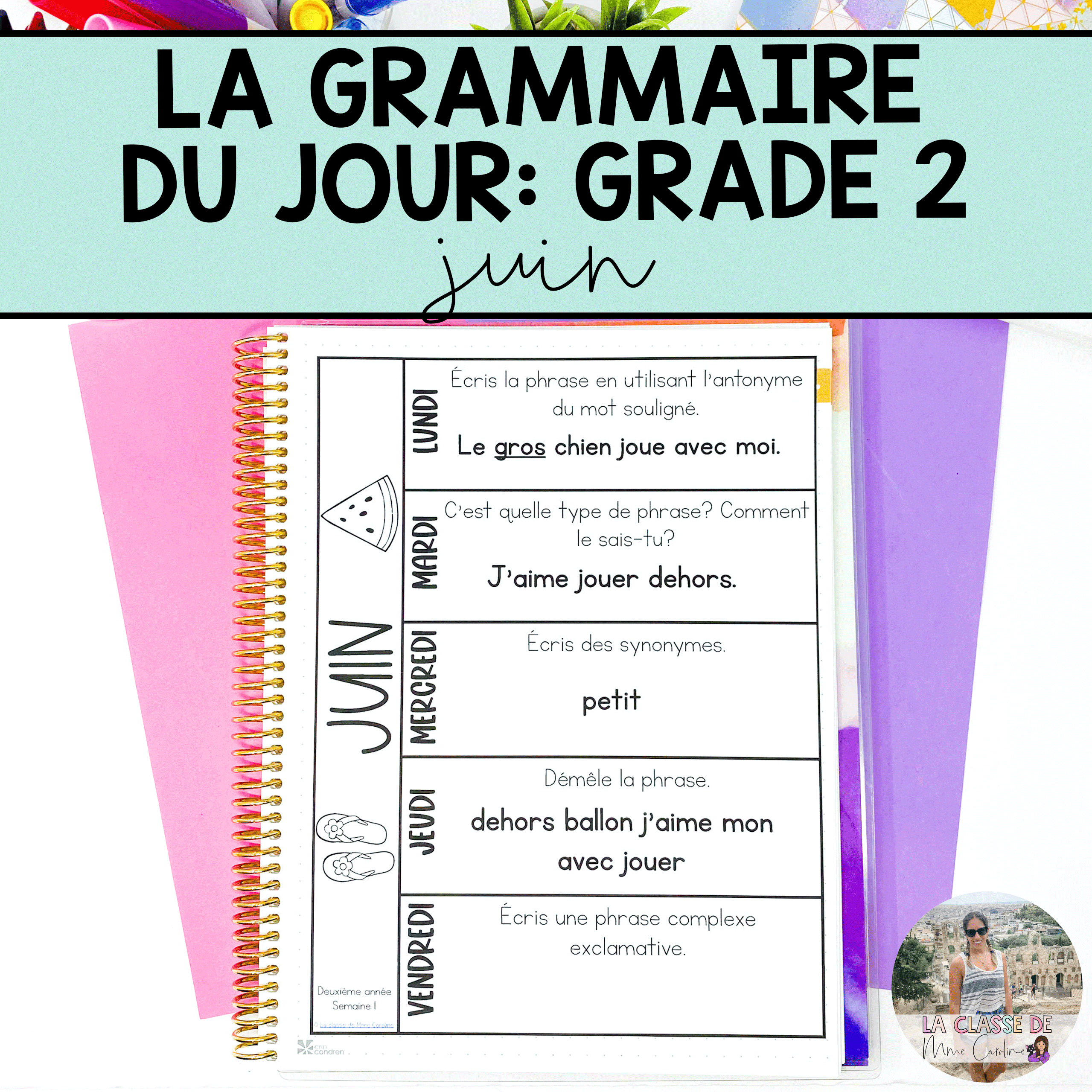 Grade 2 French Grammar Activities Interactive Notebook - June