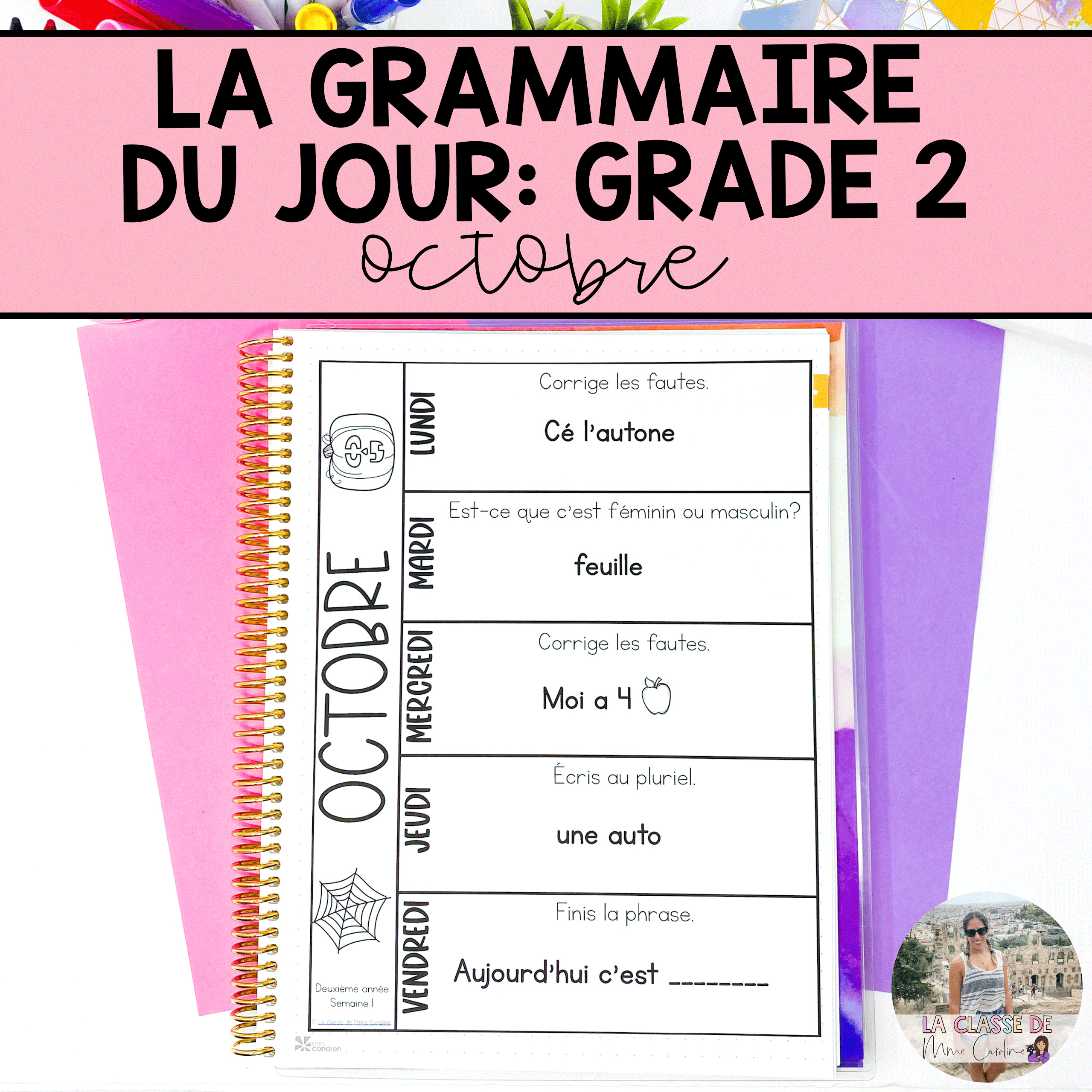 Grade 2 French Grammar Activities Interactive Notebook - October