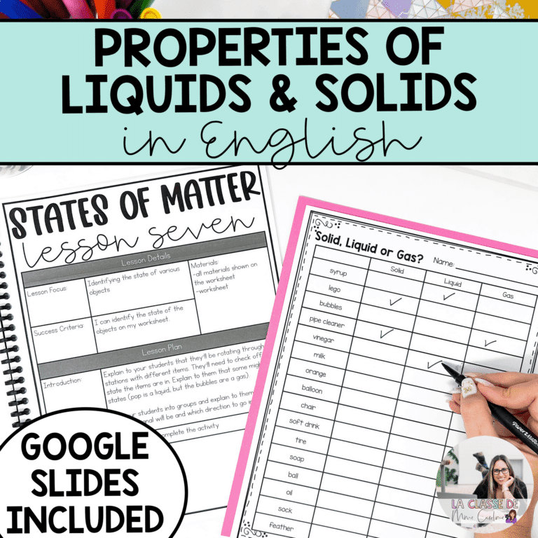 This grade 2 science properties of solids and liquids unit is perfect for anyone who teaches in Ontario. It includes lesson plans, assessments, worksheets, science centres and more.
