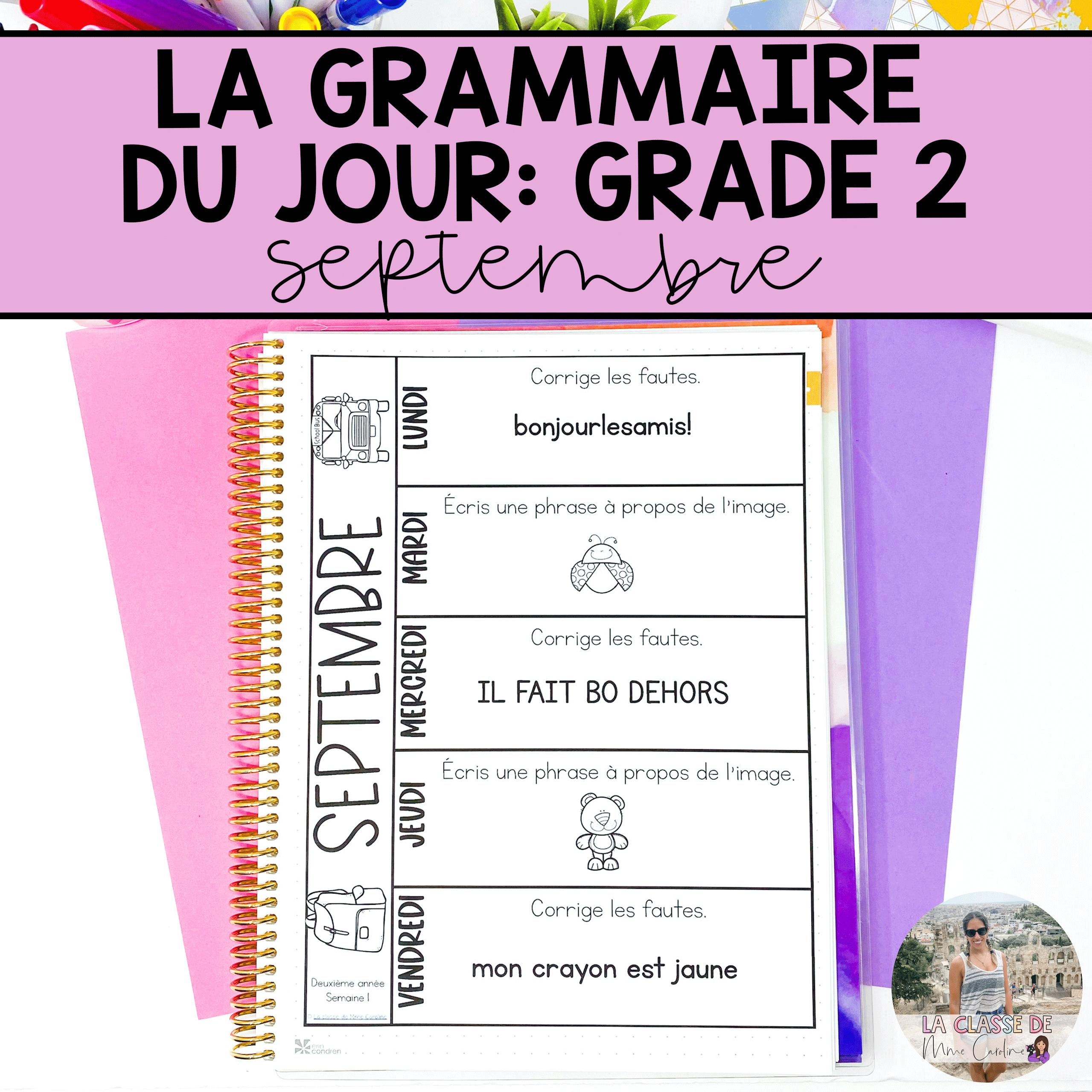 Grade 2 French Grammar Activities Interactive Notebook - September