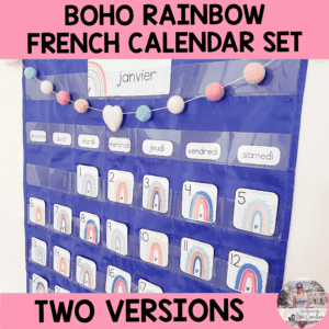 French Calendar Set - Ensemble de Calendrier Boho Rainbow Theme