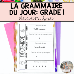 Grade 1 French Grammar Activities Interactive Notebook - December