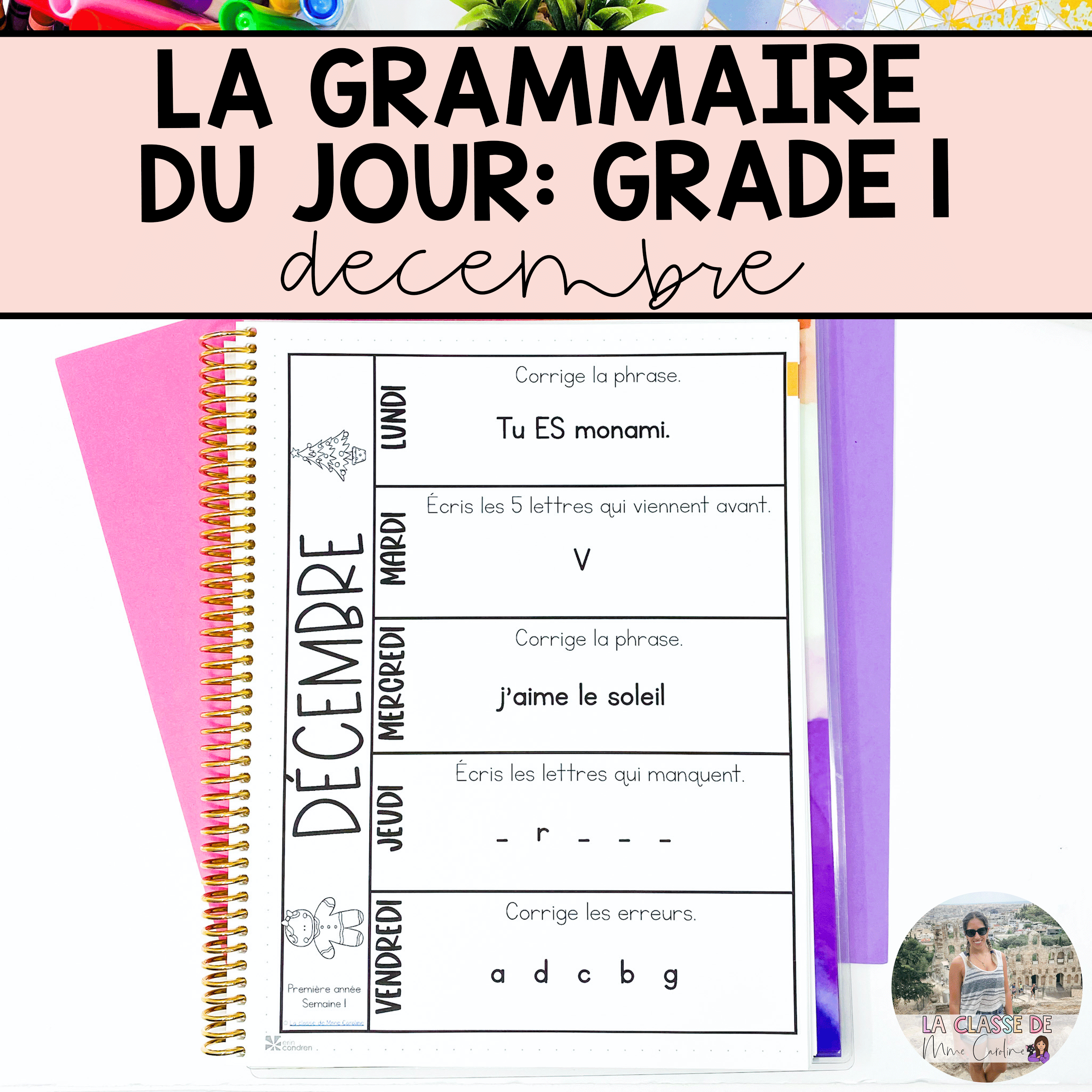 Grade 1 French Grammar Activities Interactive Notebook - December