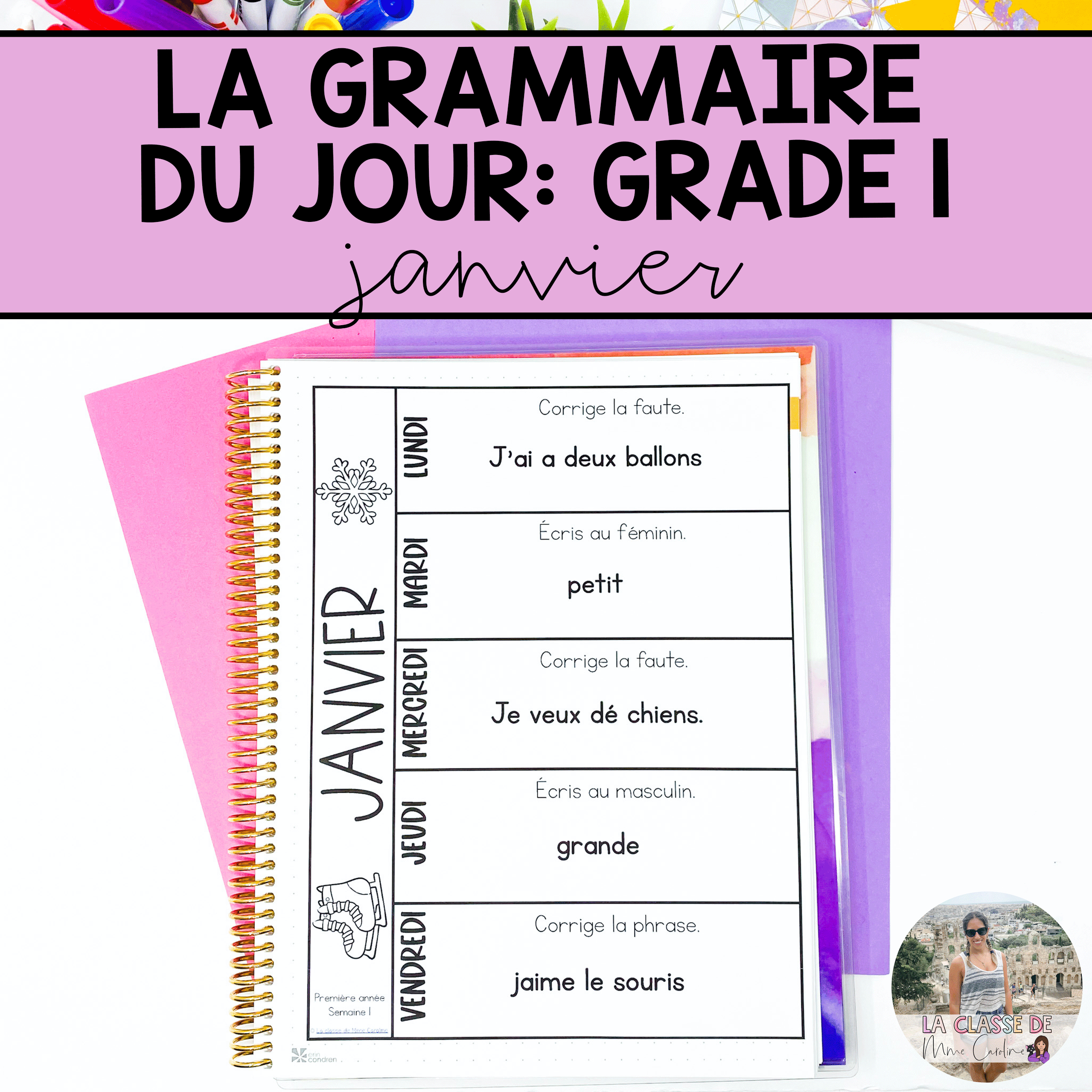 Grade 1 French Grammar Activities Interactive Notebook - January