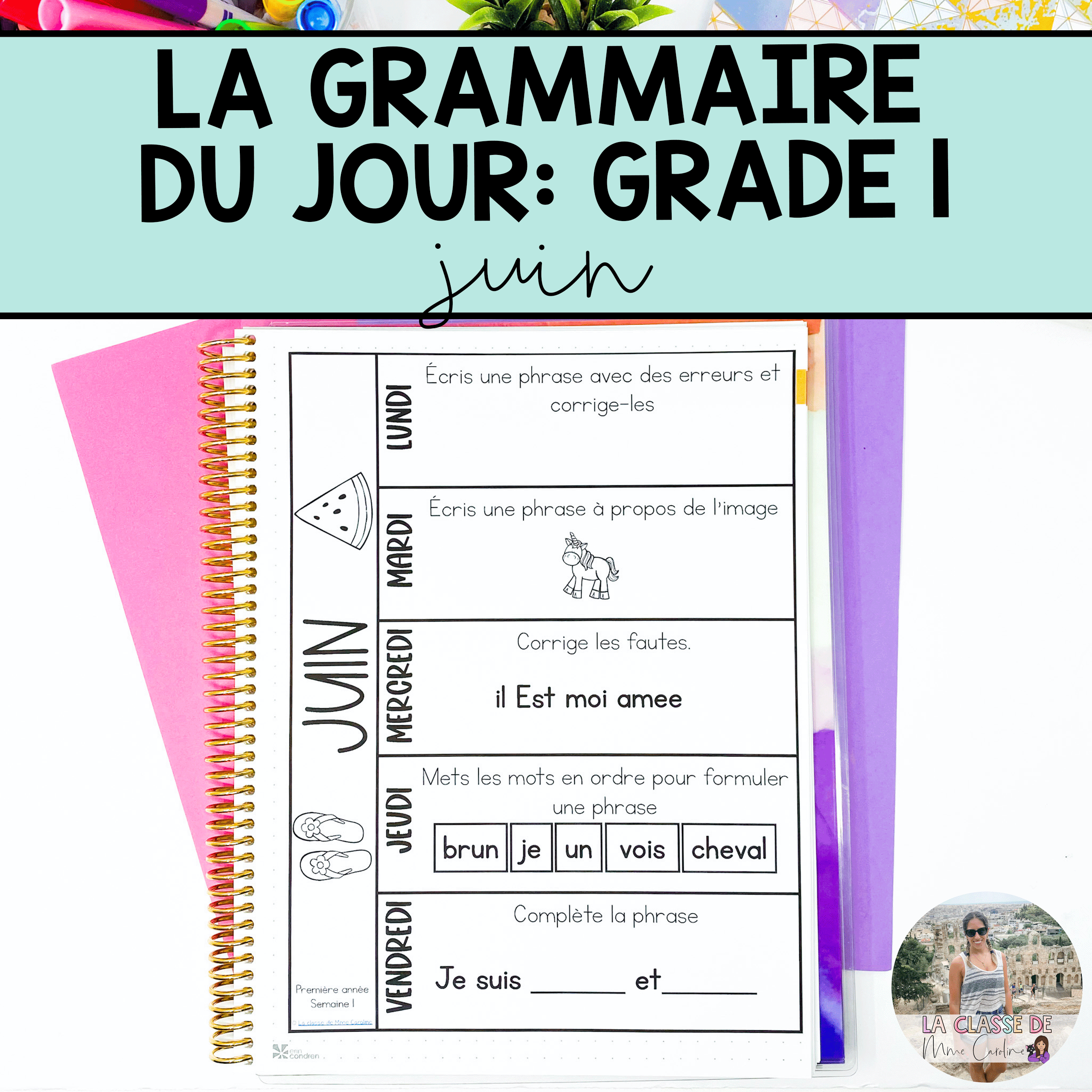 Grade 1 French Grammar Activities Interactive Notebook - June