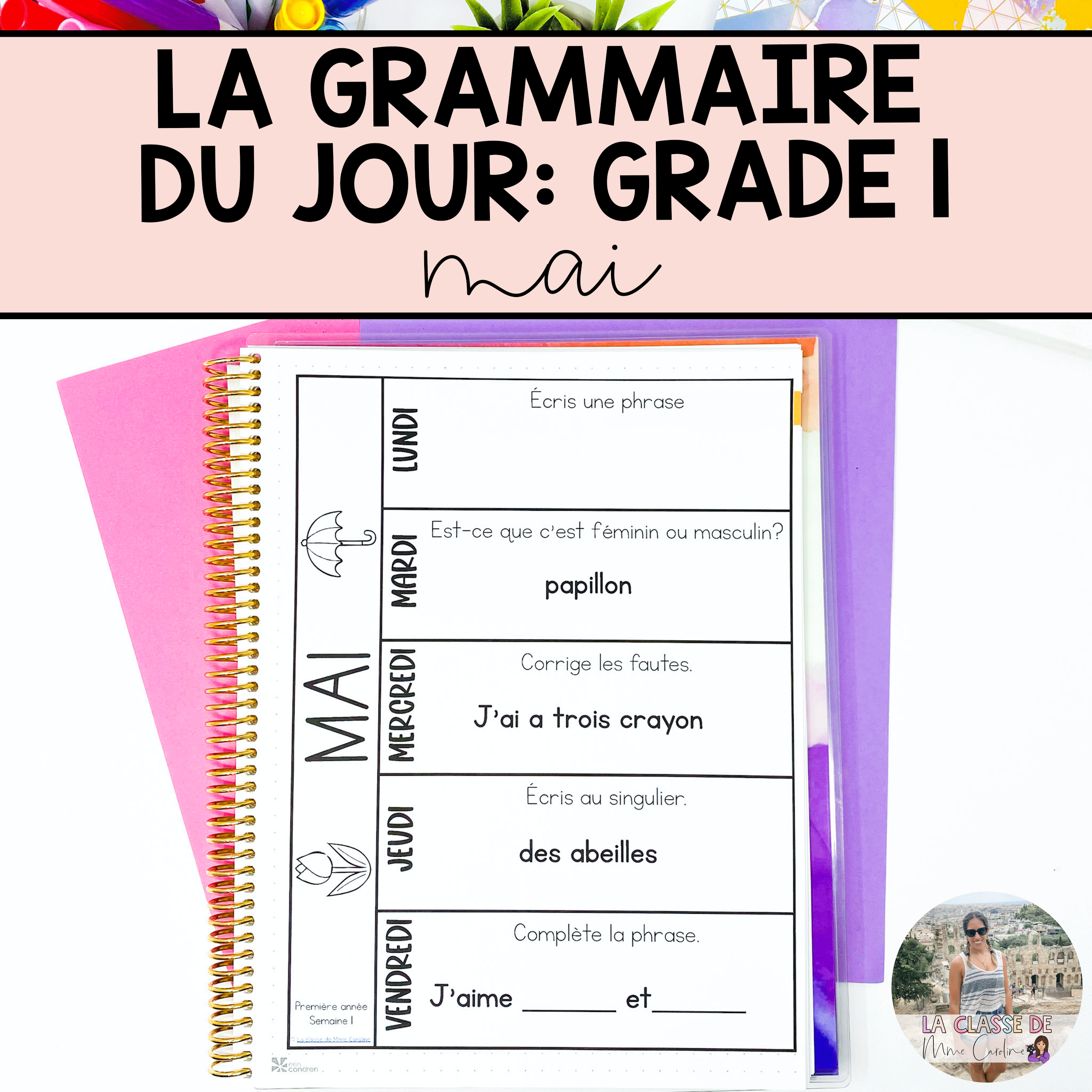 Grade 1 French Grammar Activities Interactive Notebook - May