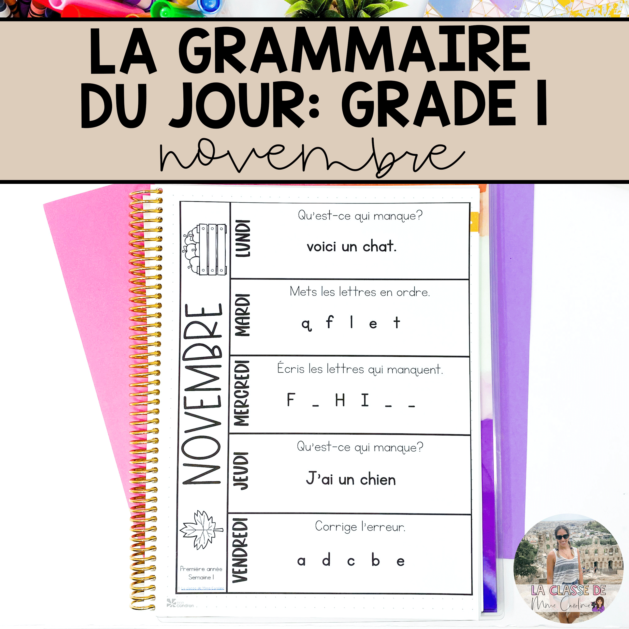 Grade 1 French Grammar Activities Interactive Notebook - November