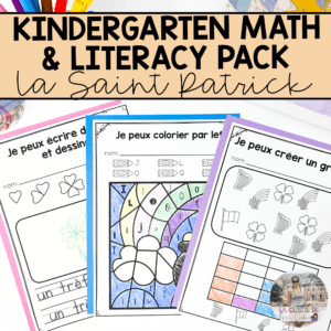 Kindergarten St Patrick's Day Math & Literacy Activities in French | NO PREP