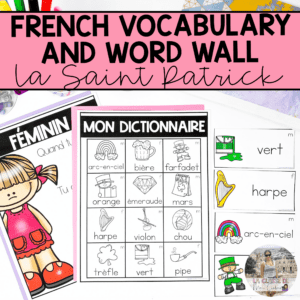 French St Patrick's Day Vocabulary & Word Wall Cards - Vocabulaire La Saint Patrick