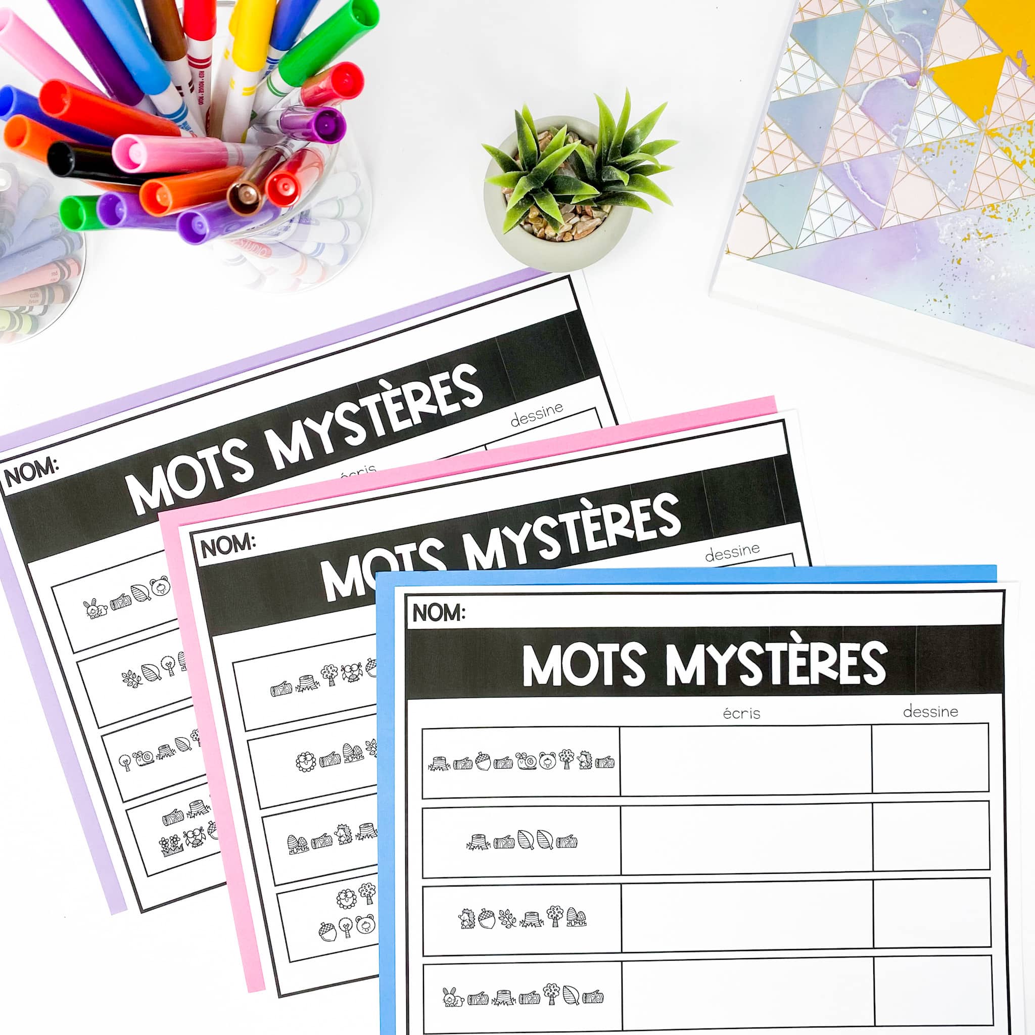 French Space Word Work Printable & Digital - Mots mystères l'espace - Image 2