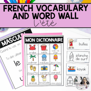 french-vocabulary-cards-summer-été-word-wall