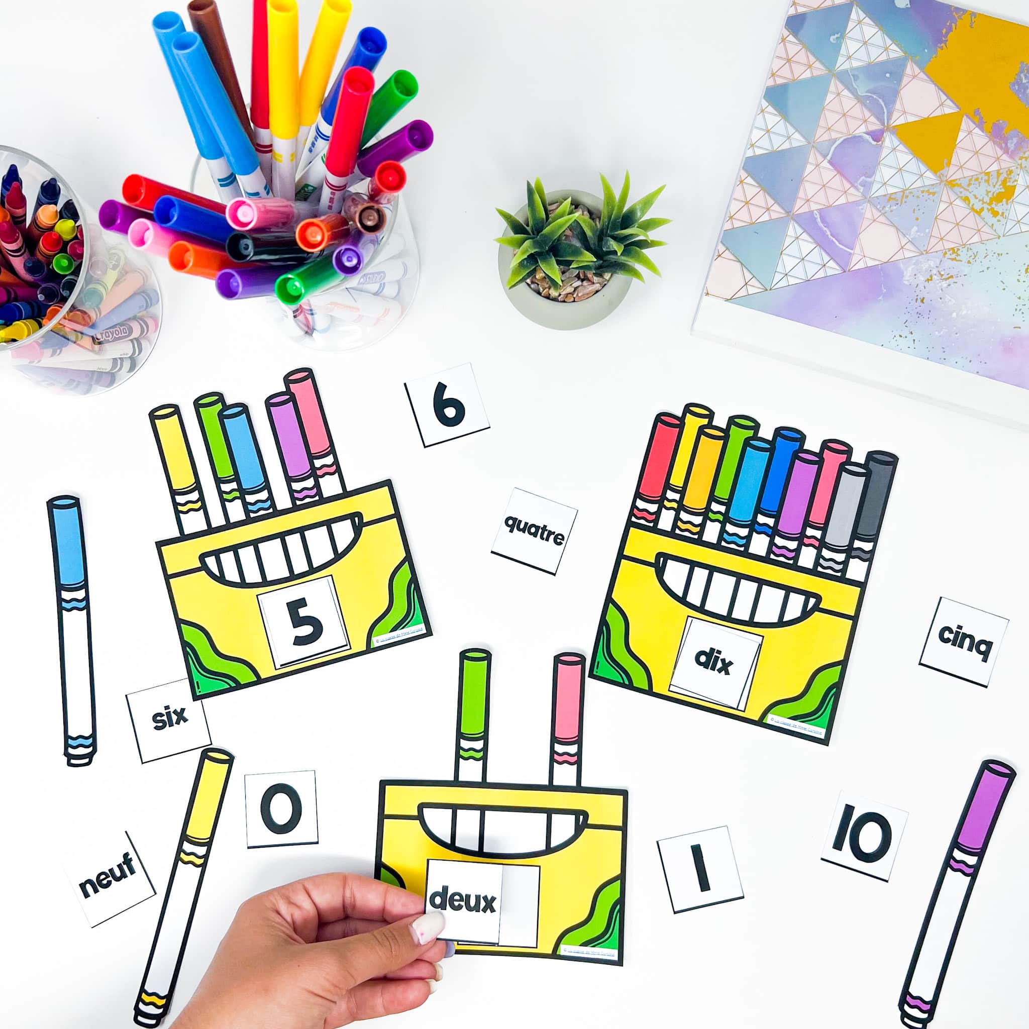 Teaching kindergarten students how to count in French through math centres counting 1-10