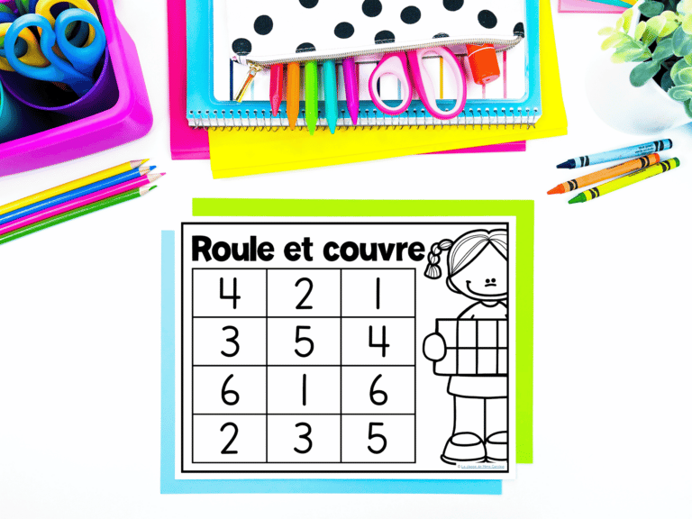 Free French counting math centre for kindergarten