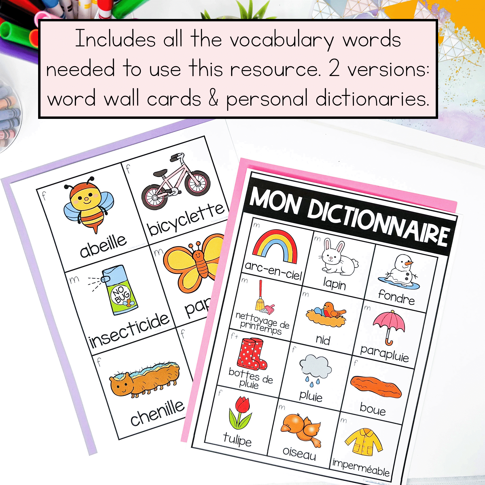 Spring themed writing centre in French for kindergarten and grade 1 students.