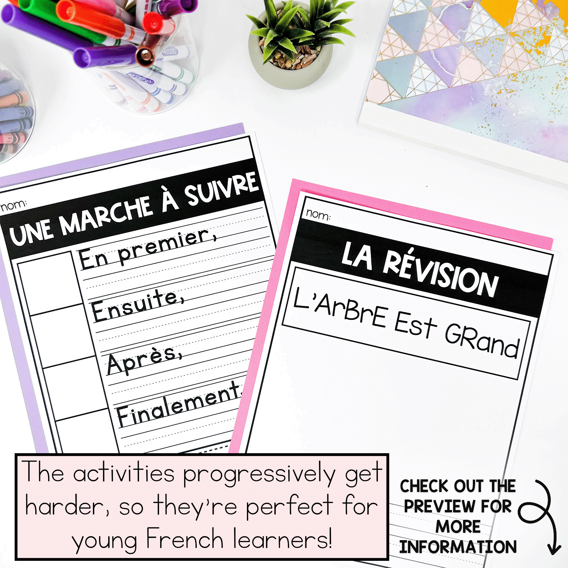 Spring themed writing centre in French for kindergarten and grade 1 students.