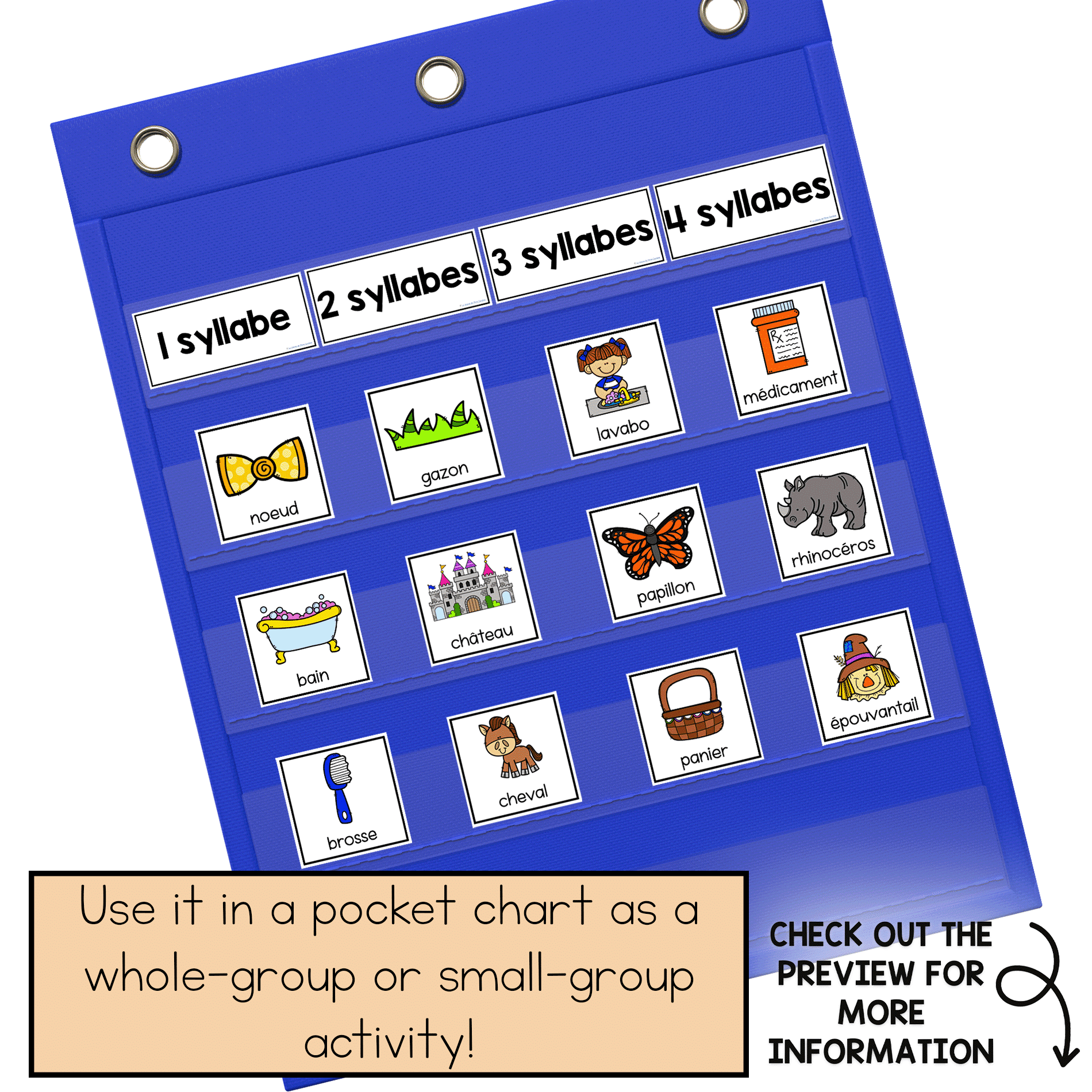 Practice early phonological awareness skills in French with this syllable counting activity.