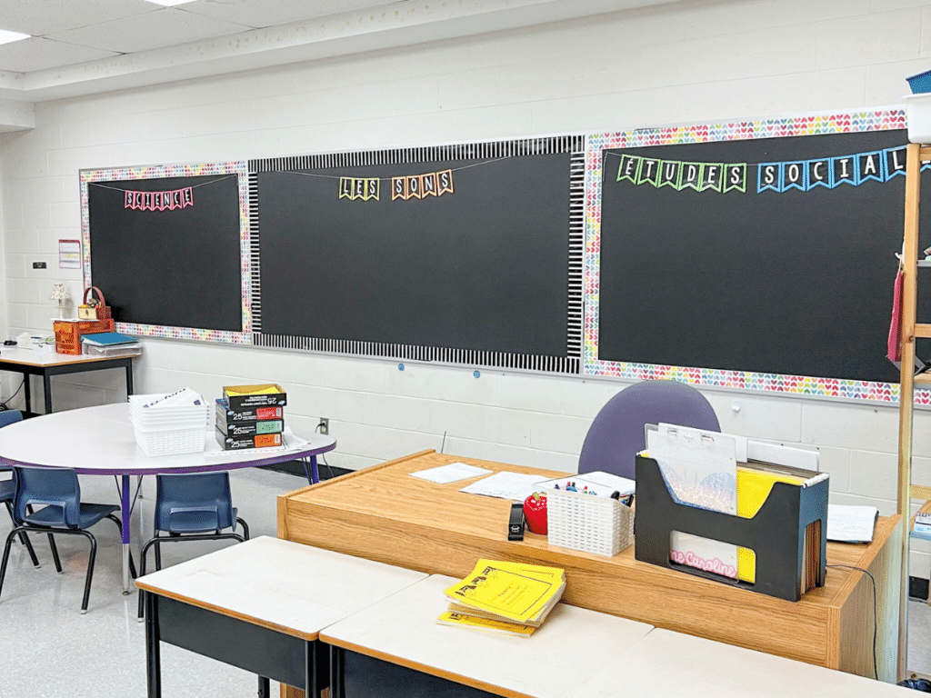 After the furniture is set up, the next thing I like to do to set up my classroom is set up my bulletin boards. I feel more accomplished and ready for back to school.