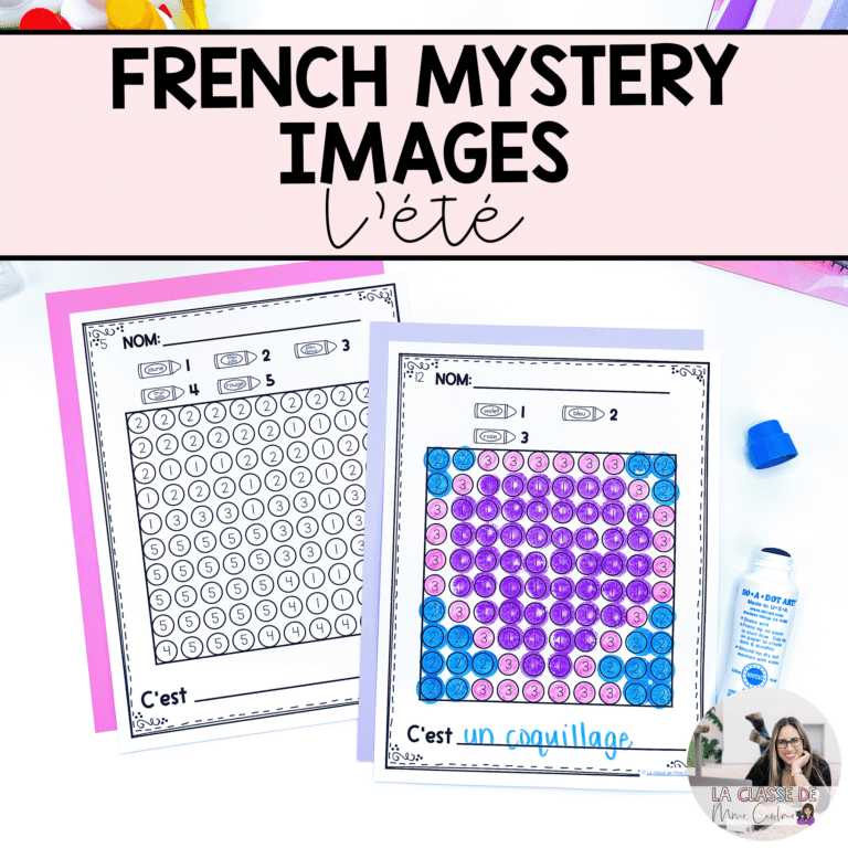 French colour by code activities are great for early finishers. Your students will love the mystery pictures and trying to figure out what it is!