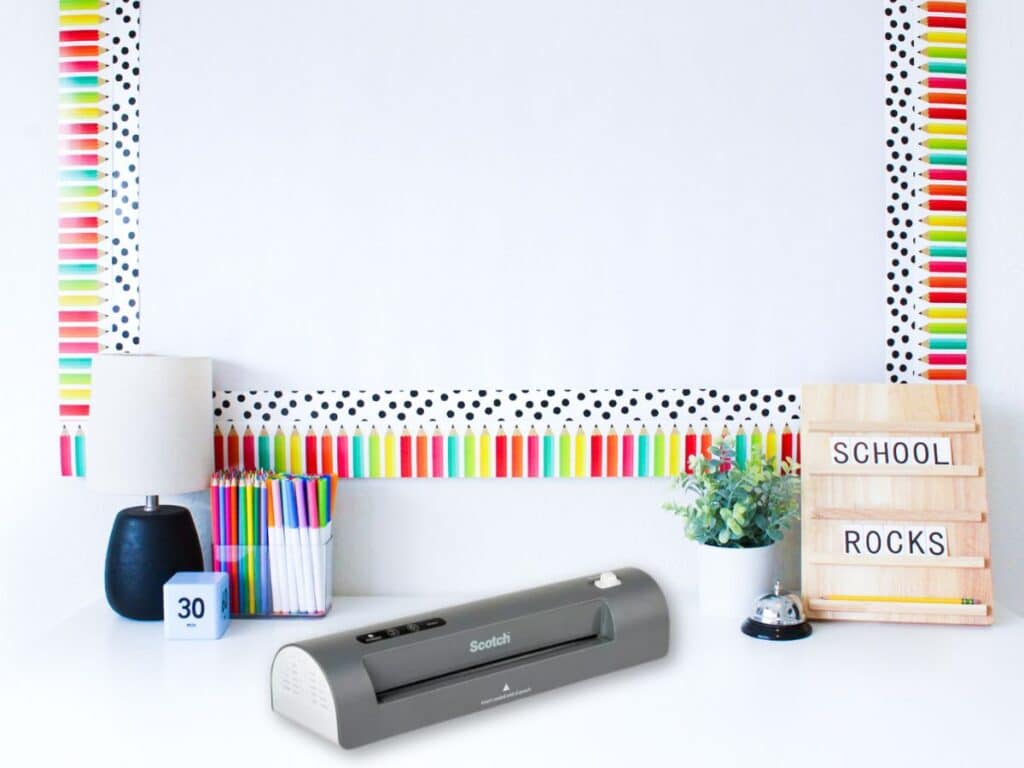 A laminator is another one of my favourite teacher supplies. Use your personal laminator to make task cards, laminate your decor, and more. Another amazon must have!