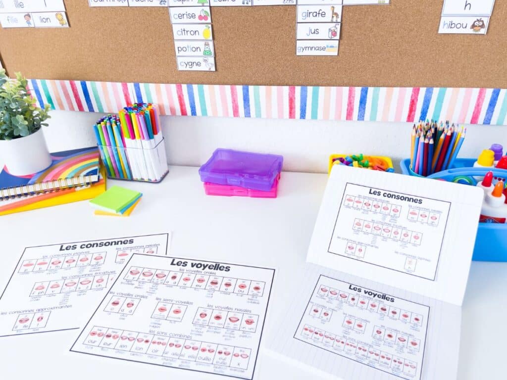 French sound walls are also great for teaching spelling and writing. Have your students look at the sound wall to see help them learn how to spell in French.