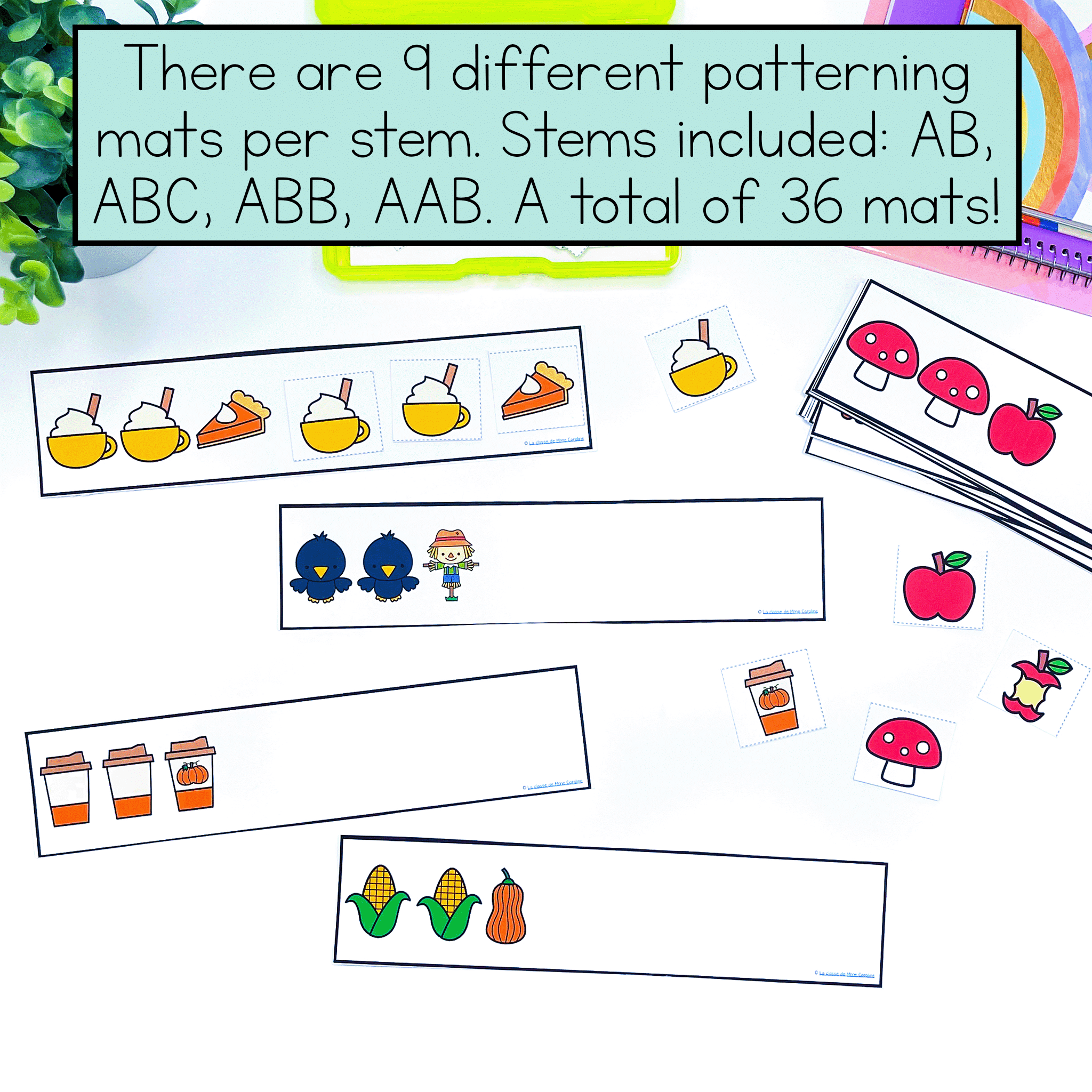 These patterning mats are perfect for your French kindergarten math centre. They are a hands on way to work on math in French.