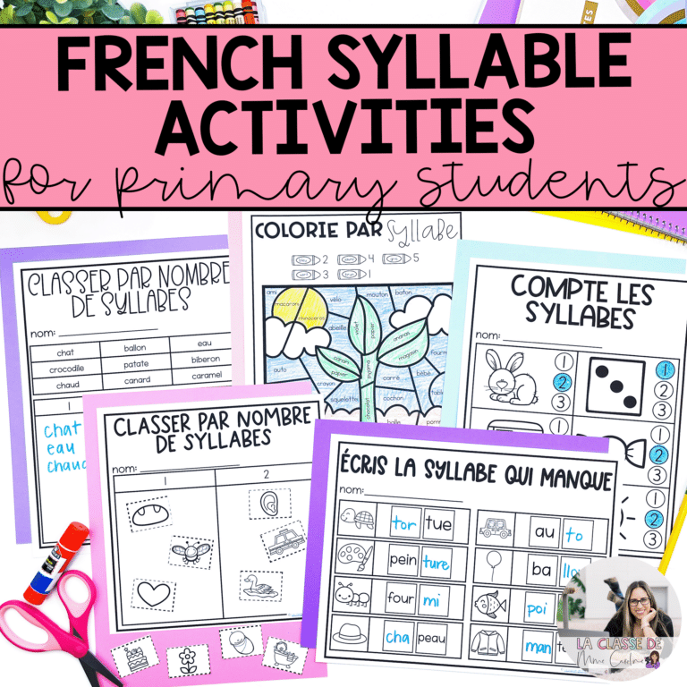 French phonological awareness activities that work on syllable identification and segmentation